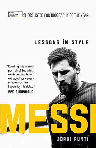 Book cover featuring Lionel Messi in black and white, with yellow text.