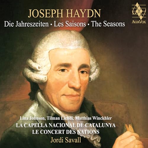 CD cover featuring a portrait of composer Joseph Haydn in a wig.