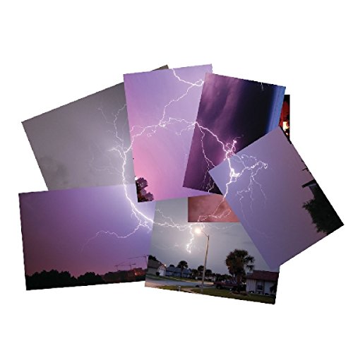 Vinyl record cover with abstract images of lightning and landscapes.