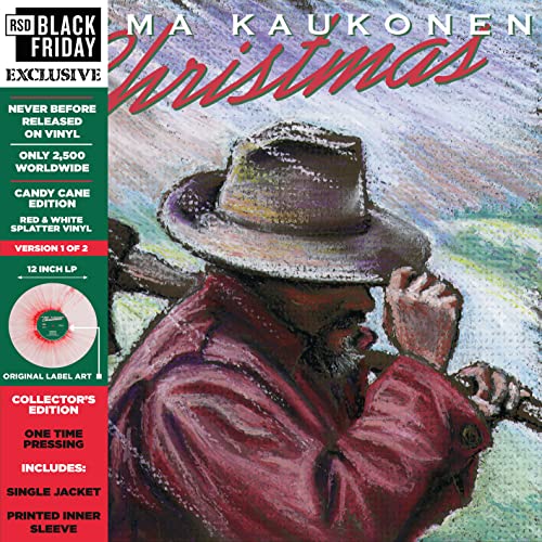 Jorma Kaukonen “Christmas” vinyl album cover with red and white splatter.
