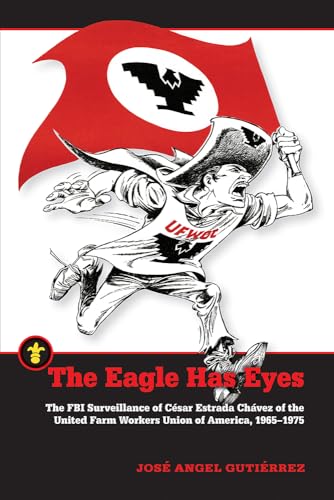 Book cover depicting César Chávez with a red flag and black eagle.