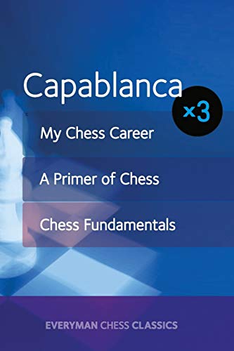 Book cover for “Capablanca” with chess piece silhouette and blue gradient.