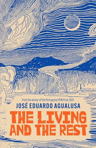 Book cover featuring a blue and cream line-art landscape with a crescent moon.