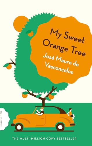 Book cover illustration of an orange tree growing out of a vintage orange car.