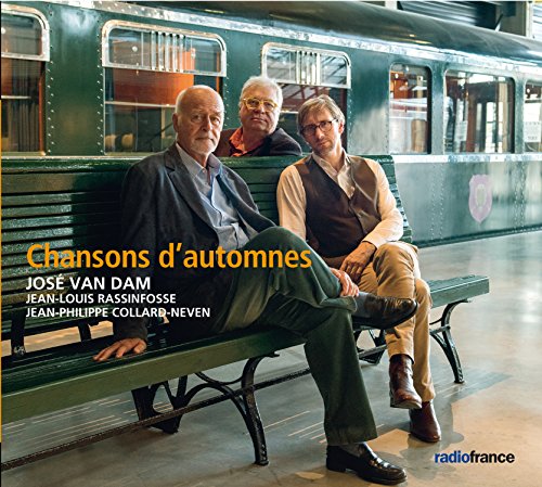 CD cover featuring three men on a green bench, text in French.