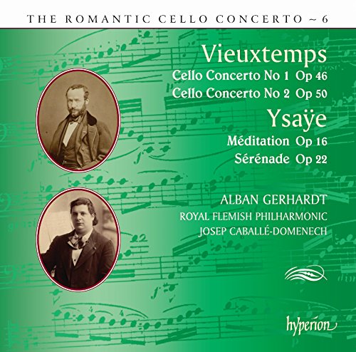 "CD cover with green background, musical notes, and portraits of two men."