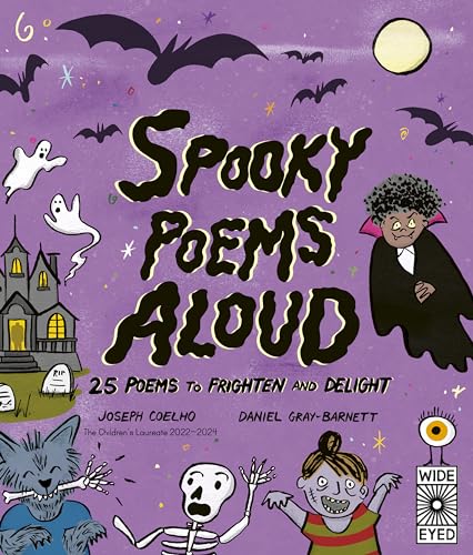 Book cover with spooky Halloween illustrations, title “Spooky Poems Aloud.”