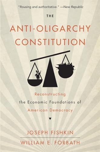 Book cover: “The Anti-Oligarchy Constitution” with scales and text.