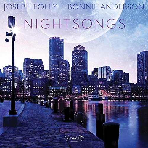 Nightsongs" CD cover featuring a nighttime cityscape under a full moon.
