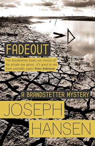Book cover: “Fadeout” by Joseph Hansen, cracked earth and lake scene.