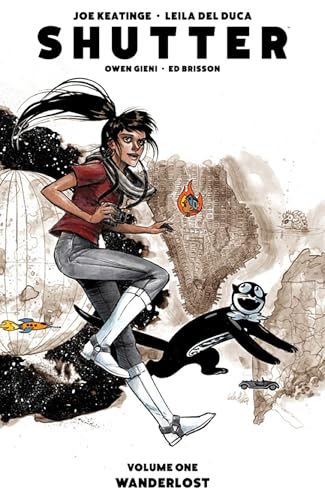 Comic book cover: woman with black cat, space background, watercolor style.