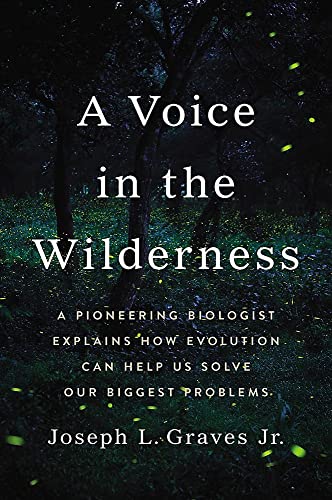 Book cover: "A Voice in the Wilderness" with a dark forest background.