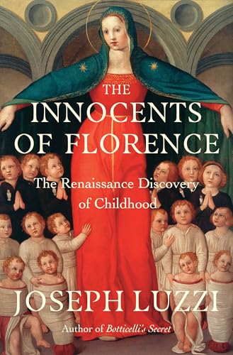 Book cover: Madonna and child figures, Renaissance art, title “The Innocents of Florence.”