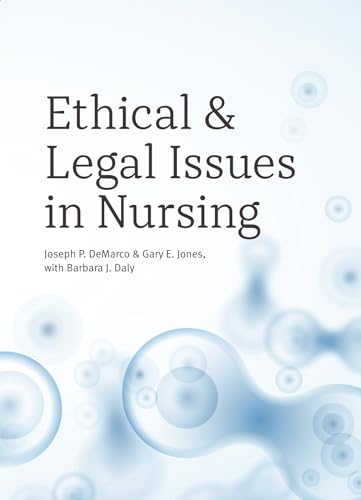 Book cover: "Ethical & Legal Issues in Nursing" with blue bubble design.