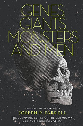 Book cover with skull image and title “Genes, Giants, Monsters and Men.”