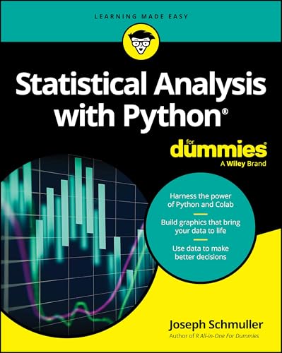 Book cover: “Statistical Analysis with Python For Dummies” with graph image.