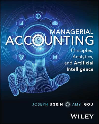 Textbook cover for "Managerial Accounting" with digital hand and icons.