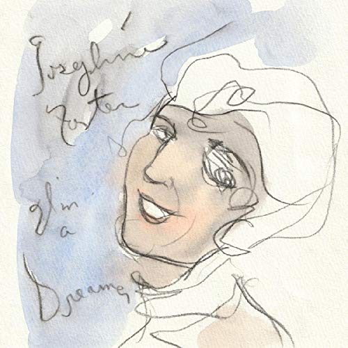 Watercolor sketch of a woman looking upwards, with handwritten text.