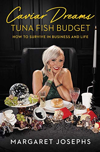 Book cover with woman, food, and jewelry on a dark background.