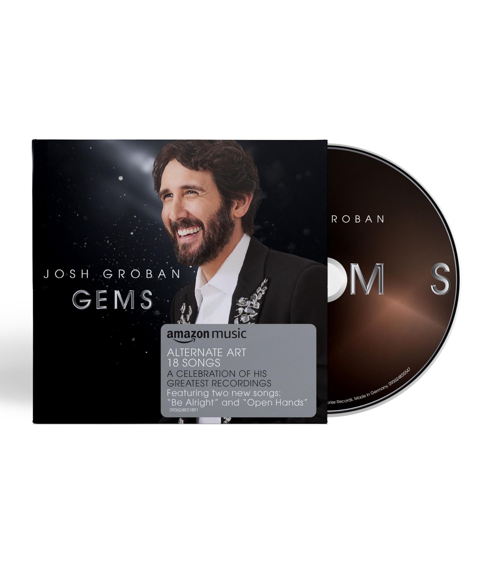Josh Groban “Gems” CD cover with portrait and gemstone imagery.