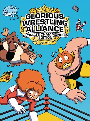 Cartoon wrestling match cover with colorful characters and a yellow rope ring.