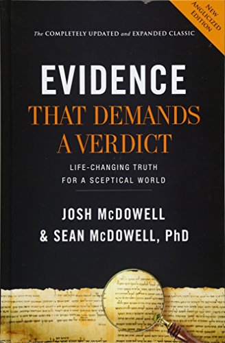Book cover: "Evidence That Demands a Verdict" with magnifying glass.