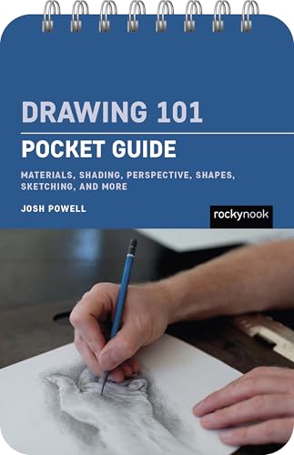 Spiral-bound book cover titled Drawing 101 Pocket Guide showing a hand drawing with pencil.