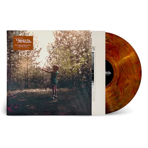 Vinyl record cover featuring a child with a bow in a forest with marbled disc.