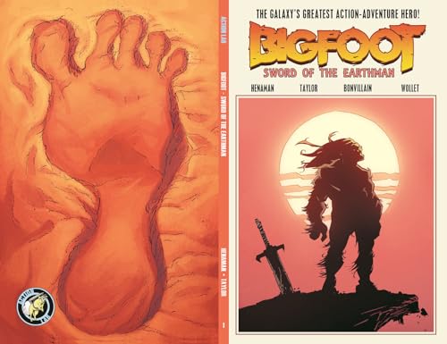 Comic book cover featuring a large footprint and silhouetted Bigfoot.