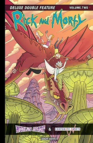 Rick and Morty comic book cover featuring a dragon and alien landscape.