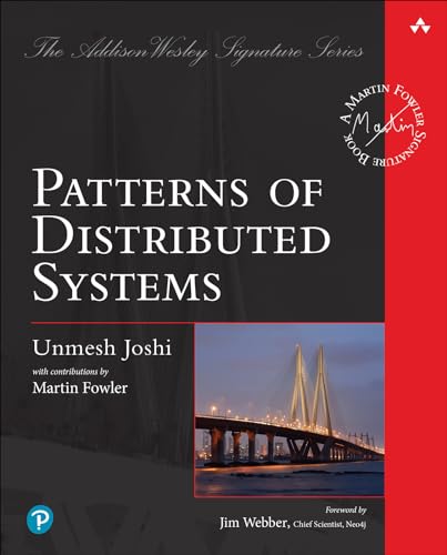 Book cover: "Patterns of Distributed Systems" with a bridge image.