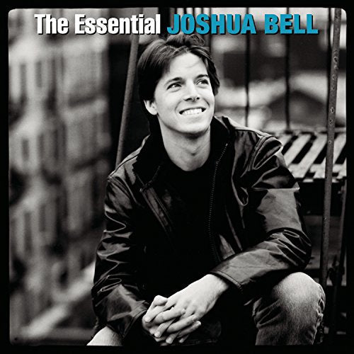 Black and white album cover featuring violinist Joshua Bell smiling.