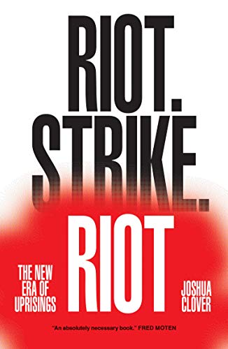 Book cover with bold white text "RIOT. STRIKE. RIOT" on red and black background.