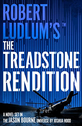 Book cover: "Robert Ludlum's The Treadstone Rendition" with a helicopter.