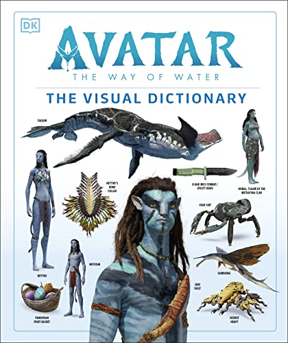 Book cover for Avatar The Way of Water featuring various characters, creatures, and items.