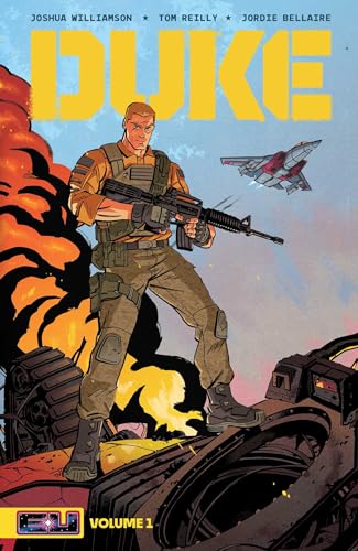 Comic book cover: soldier with rifle, airplane, and fiery background.