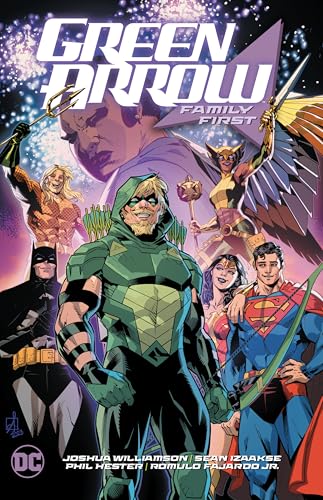 Green Arrow comic cover featuring superhero team with Green Arrow foregrounded.