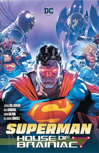 Comic book cover featuring Superman with glowing red eyes and Brainiac.