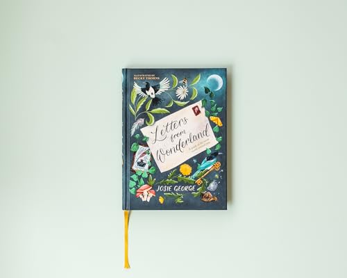 Book cover, “Letters from Wonderland,” with floral and bird illustrations.
