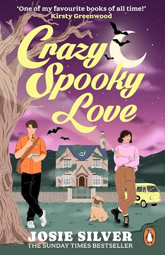 Book cover: illustrated couple, house, and bats under a crescent moon.