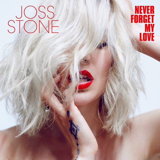Joss Stone album cover featuring a woman with short, platinum blonde hair and red lipstick.