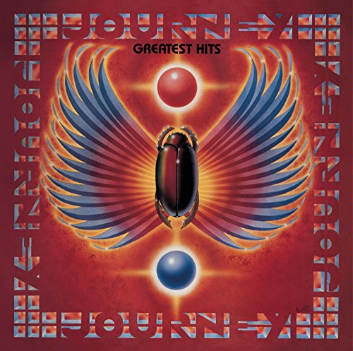 Journey’s “Greatest Hits” CD cover with red wings and a beetle.
