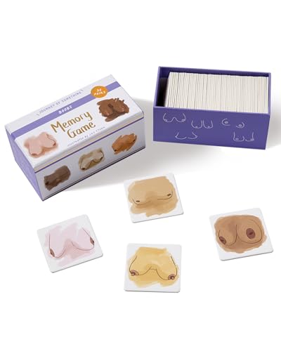 Purple box of memory cards depicting watercolor illustrations of breasts.
