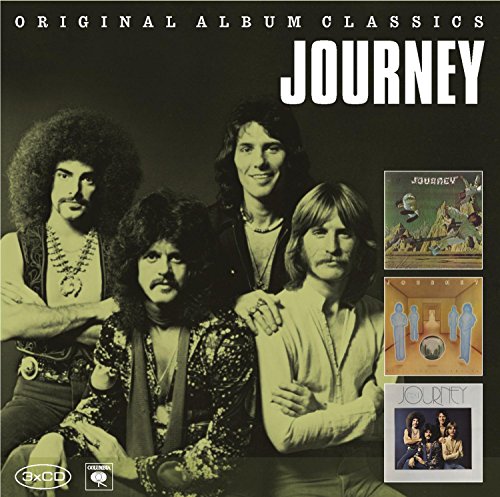 Journey's "Original Album Classics" 3xCD cover featuring band members and album art.
