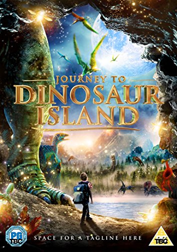 DVD cover for "Journey To Dinosaur Island" featuring dinosaurs and a child.