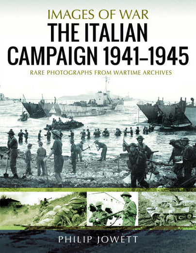 Book cover depicting soldiers landing on a beach during WWII Italy.