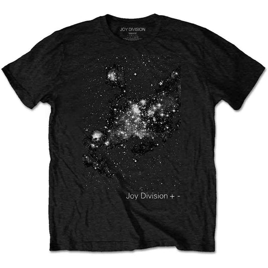 Black Joy Division t-shirt with a galaxy image print.