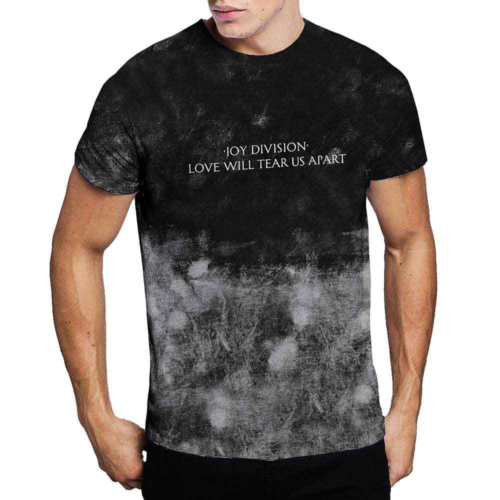 Medium, dip-dye t-shirt with "Tear Us Apart" Joy Division text design.