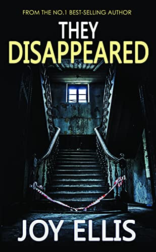 Book cover featuring a dark, dilapidated staircase with police tape and a single window.