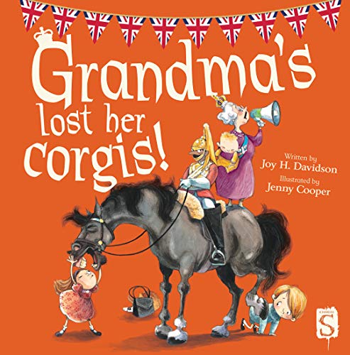 Book cover: Grandma on horseback searches for missing corgis.